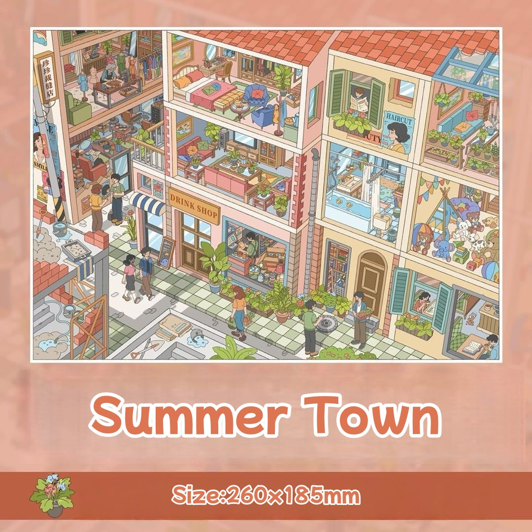 Spring Town| Summer Town-DIY 3D Miniature Scene Sticker