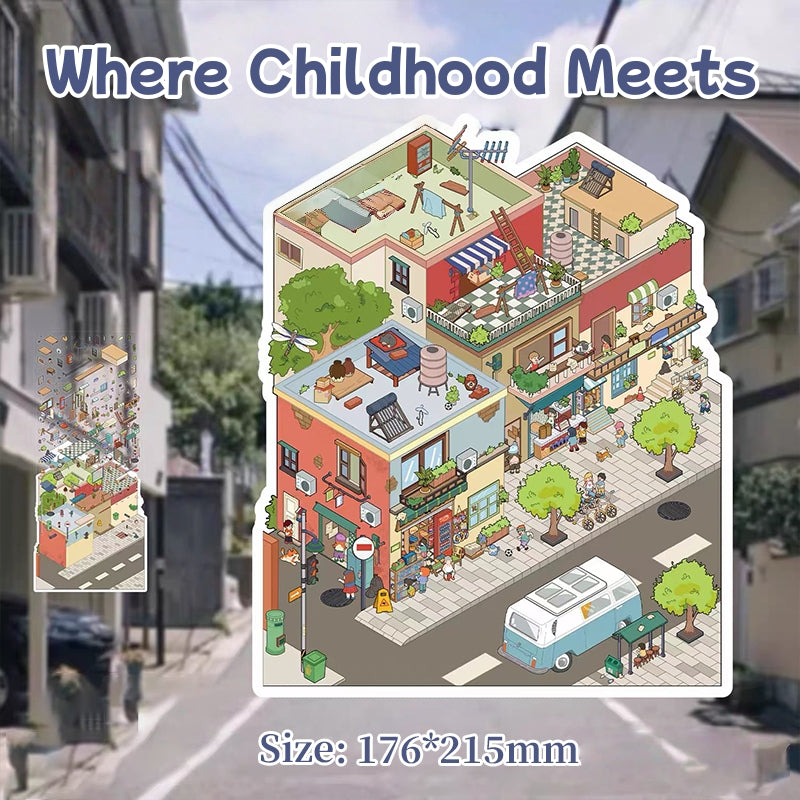 Small Town Weekend-DIY 3D Miniature Scene Sticker