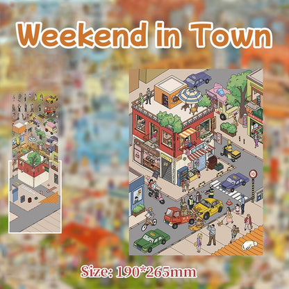 Small Town Weekend-DIY 3D Miniature Scene Sticker